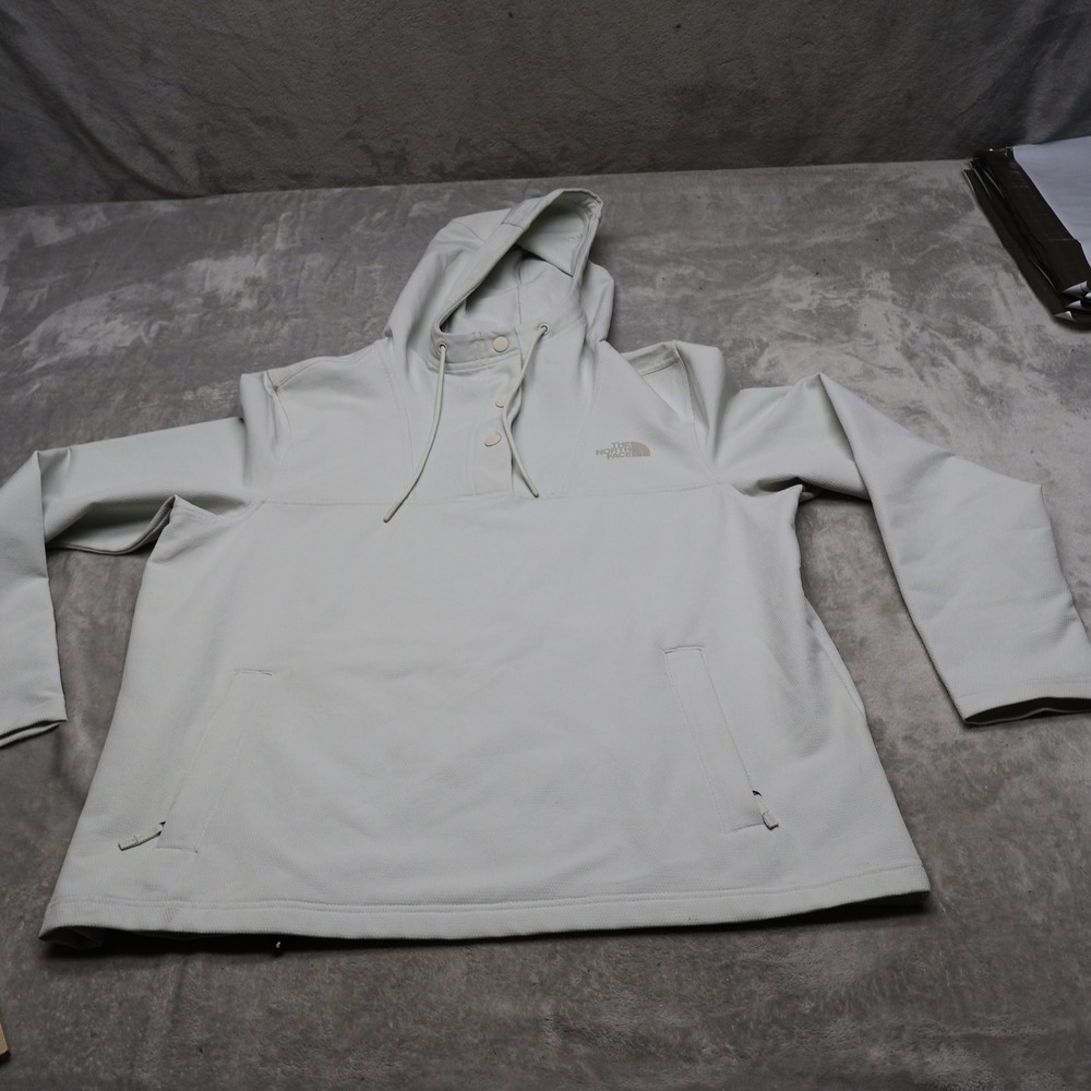 North Face Hoodie Women Large White Tekno Ridge Pullover Stretch Water Resistant